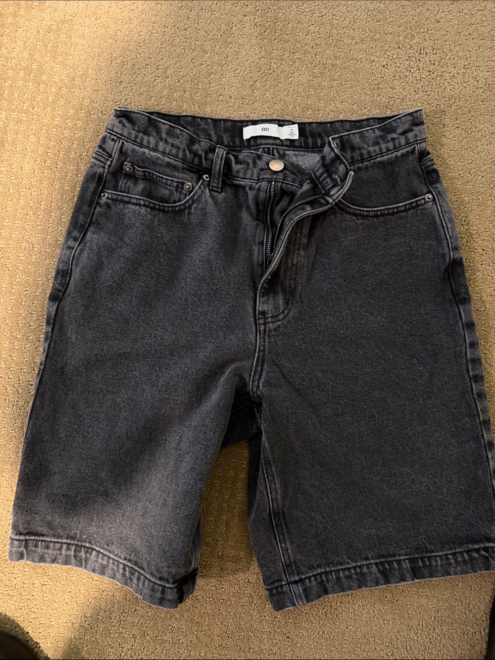 bp Black High-Rise Denim Bermuda Shorts